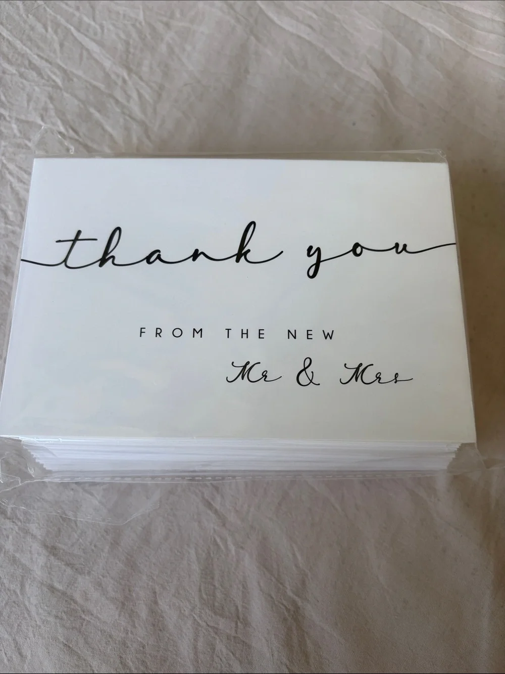 White 'Thank You' Cards & Favor Boxes Set - Script Design